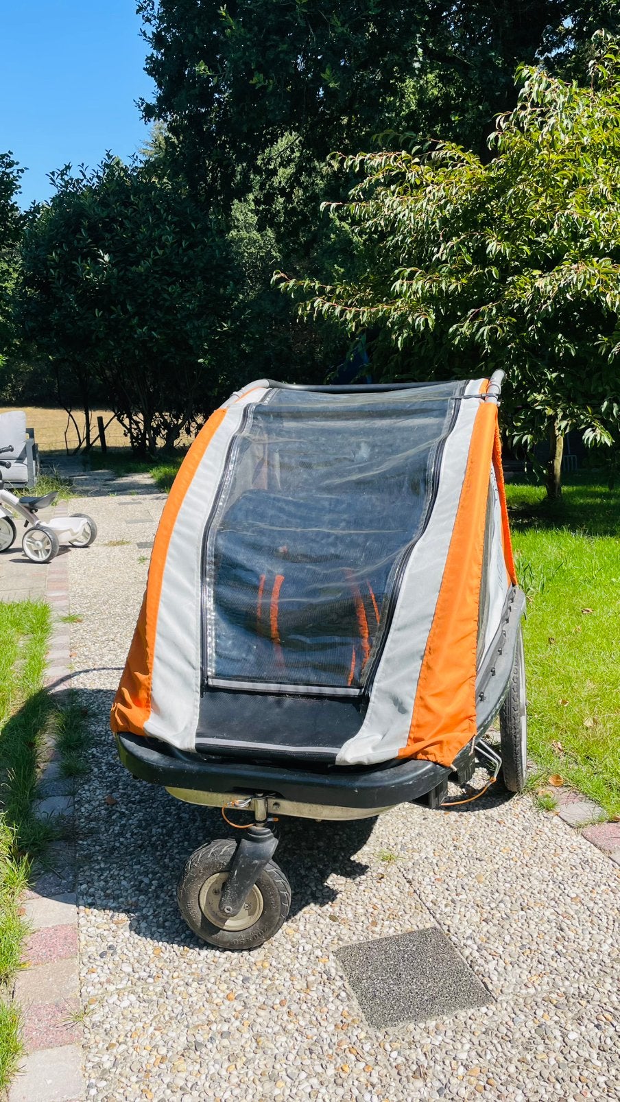 Fijne fietskar, geschikt voor 2 kinderen, Fietsen en Brommers, Fietsaccessoires | Aanhangers en Karren, Ophalen, Gebruikt, Opvouwbaar