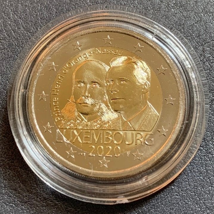 2 Euro Luxemburg 2020 BU (Prins Hendrik) met muntteken, Postzegels en Munten, Verzenden, Luxemburg, 2 euro, Losse munt