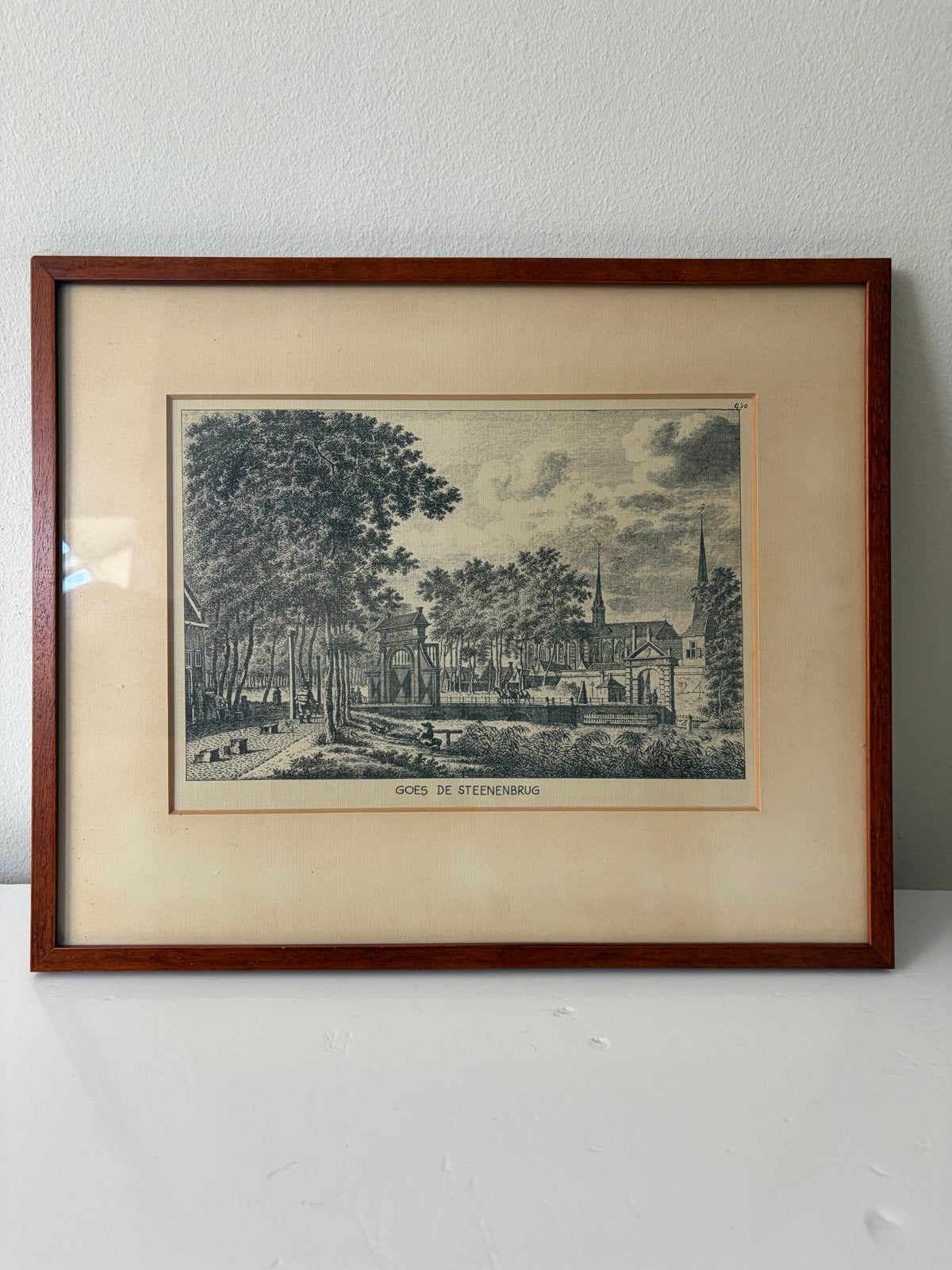 Antieke kopergravure of ets 'Goes, Antiek en Kunst, Kunst | Etsen en Gravures, Ingelijst, 1800 - 1899, Ets, Stadsgezicht