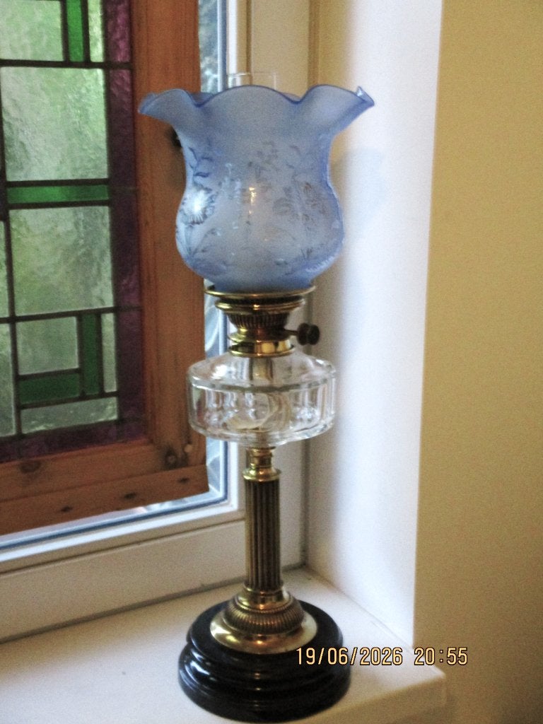 Prachtige antieke Engelse olielamp van Whiteley London, Ophalen