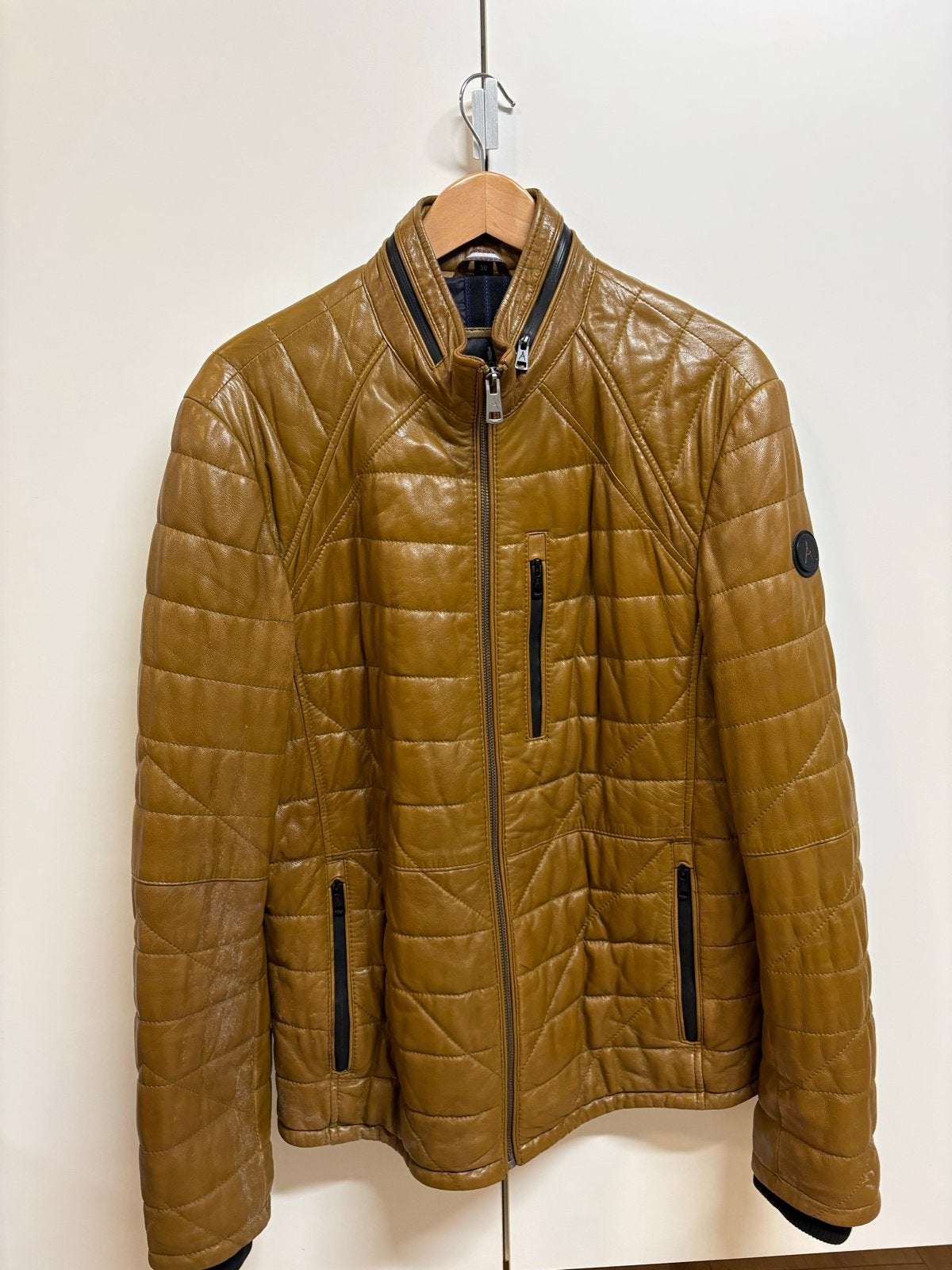 Bruine leren herenjas - Donders - Maat 50, Kleding | Heren, Jassen | Winter, Ophalen of Verzenden, Zo goed als nieuw, Maat 48/50 (M)