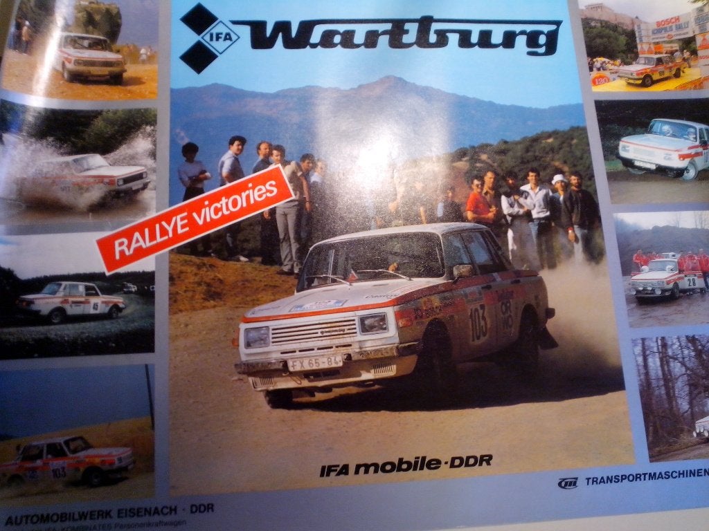 Wartburg Rallye victories 1987 poster IFA VEB Eisenach DDR, Verzamelen, Ophalen of Verzenden, Zo goed als nieuw, Auto's