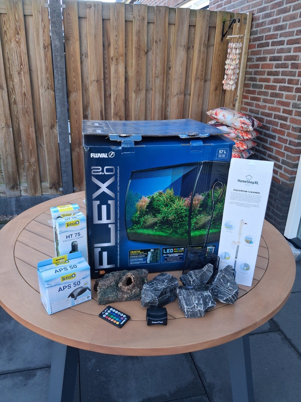 Fluval Flex 2.0 57 liter aquarium., Ophalen, Inclusief toebehoren, Leeg aquarium, Fluval
