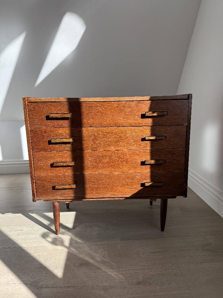 Vintage teak dressoir ladenkast Deens design jaren 60 70, Ophalen of Verzenden, Gebruikt, 25 tot 50 cm, Teakhout