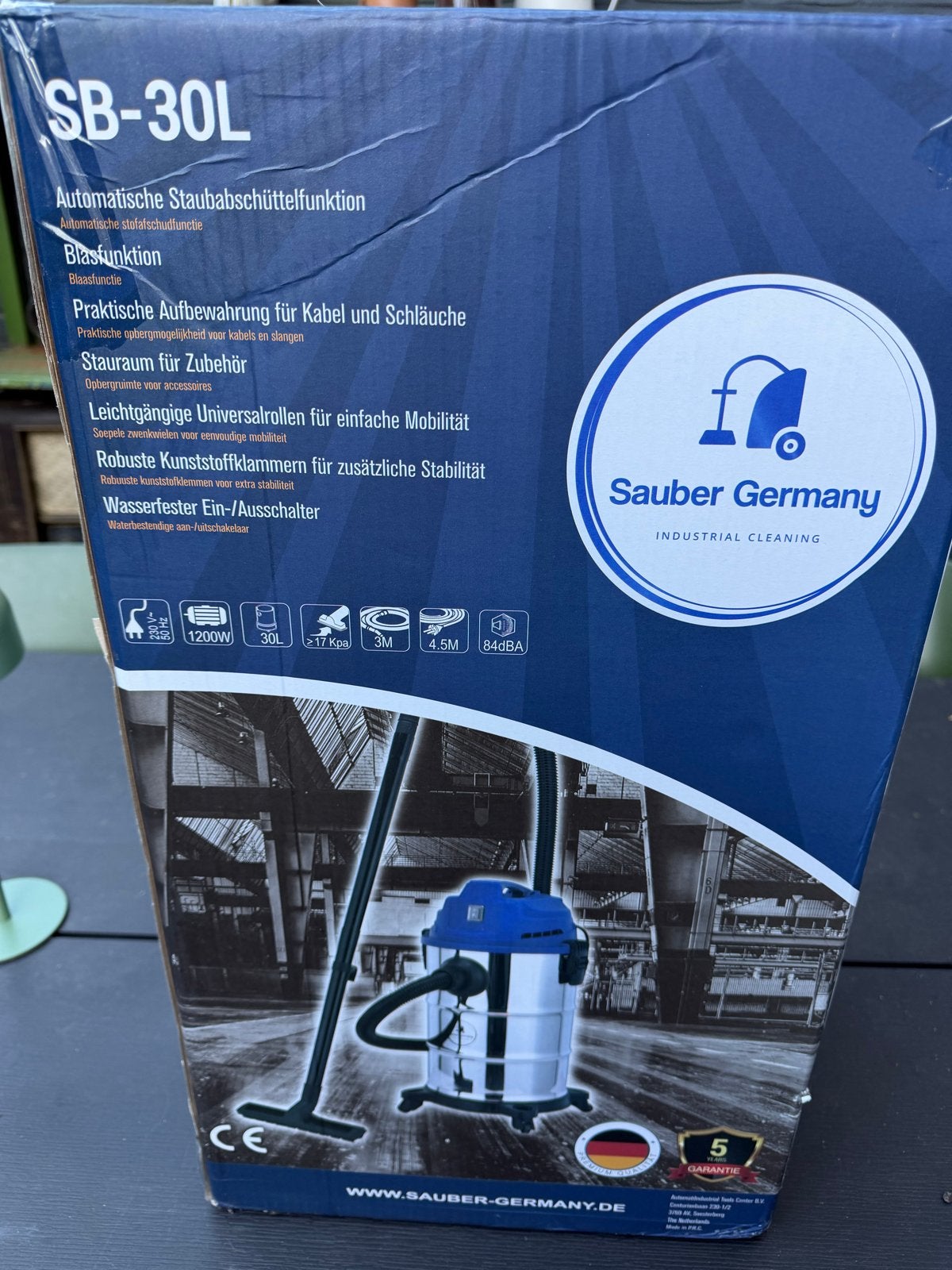 Sauber Germany SB-30L Industriële Stofzuiger 1200W, Ophalen, Nieuw, Industriële stofzuiger, Minder dan 1200 watt