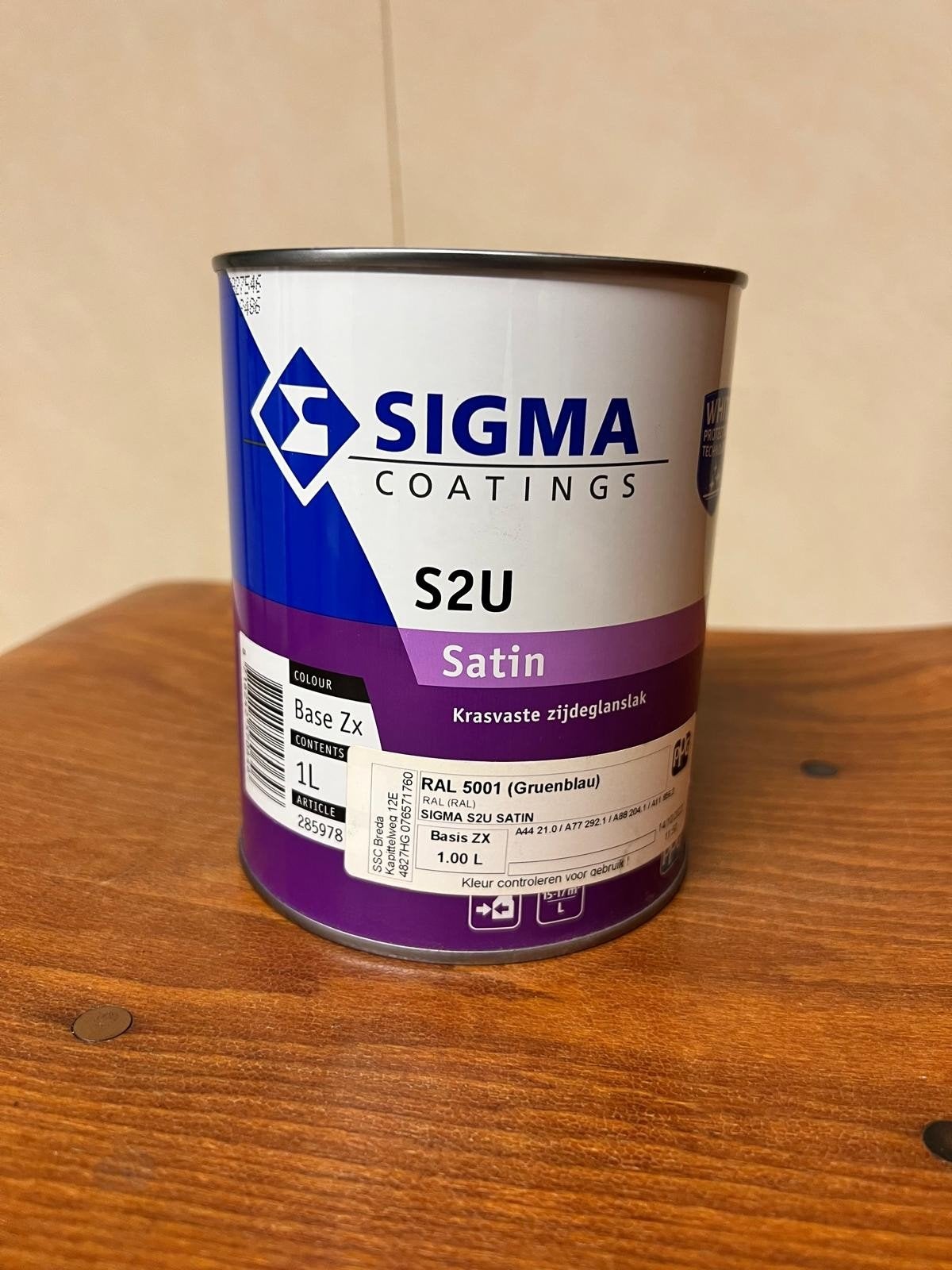 Sigma S2U Satin Verf - RAL 5001 (Groenblauw) - 1L, Ophalen, Nieuw