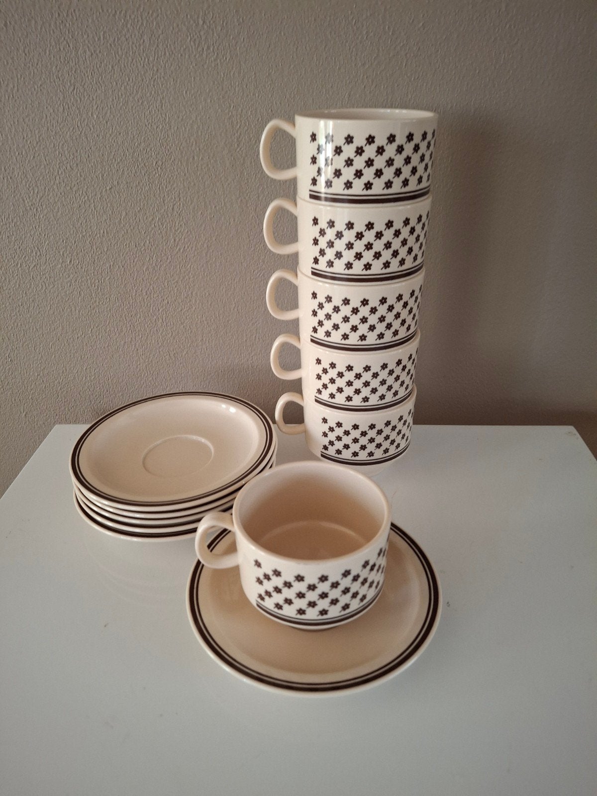 6 Emsa kop en schotel camping servies - Vintage, Ophalen of Verzenden, Gebruikt