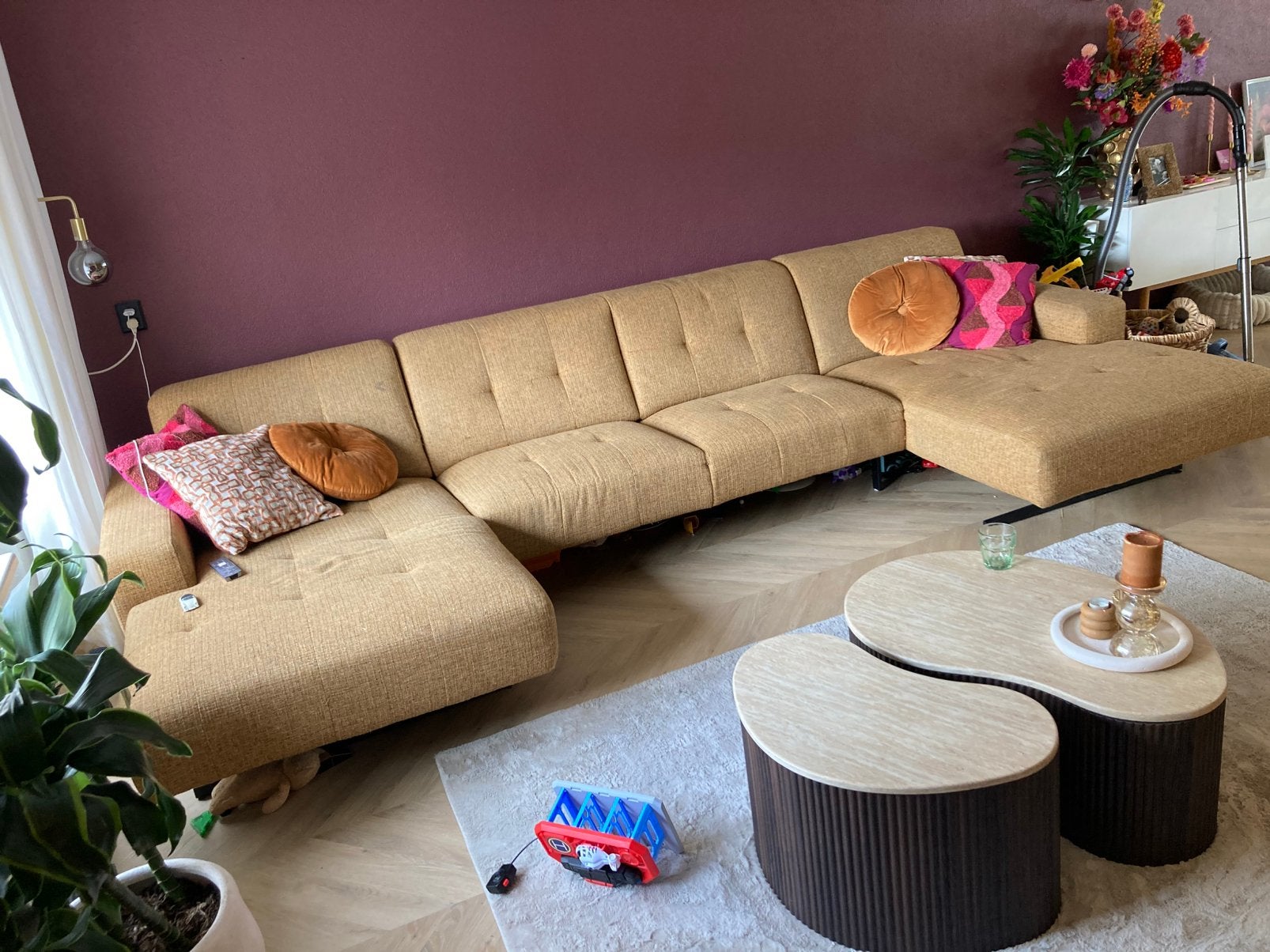Bank Montel Chaise Longeu Hoek/Dubbel., Ophalen of Verzenden, Gebruikt, Stof