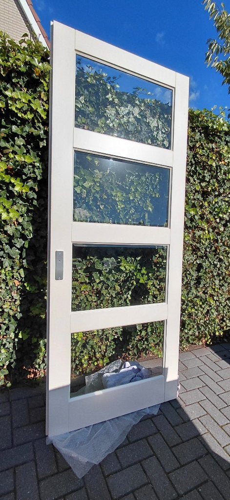 (Binnen)Opdekdeur met geslepen glas woonkamerdeur, Doe-het-zelf en Verbouw, Ophalen, 80 tot 100 cm, 215 cm of meer, Binnendeur