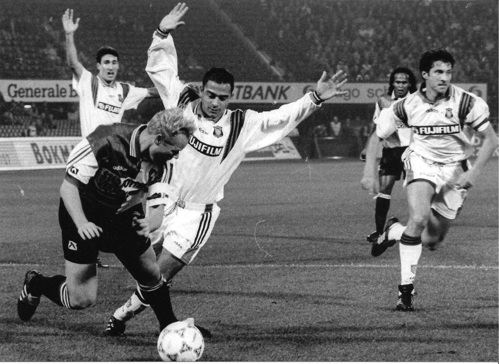 persfoto Piet Bouts 12-11-1996 Feyenoord - NAC 2x, Verzamelen, Verzenden, Zo goed als nieuw, Feyenoord, Spelerskaart