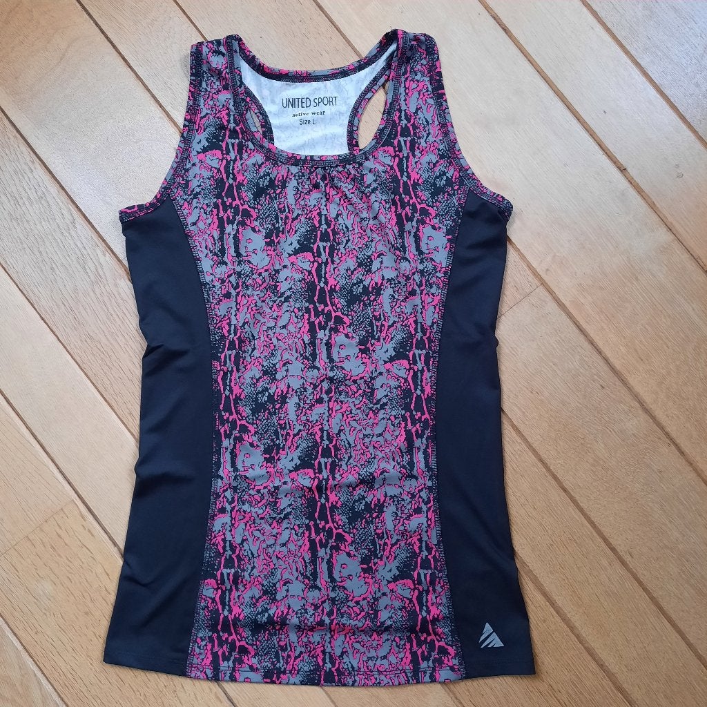 United Sport top roze zwart grijs maat L - nieuw -, United Sport, Zwart, Nieuw, Ophalen of Verzenden