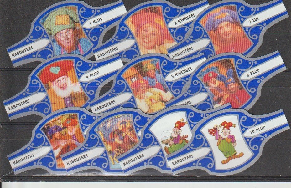 reeks 858  kabouter plop    1-10  sigarenbanden, Verzamelen, Ophalen of Verzenden, Zo goed als nieuw, Sigarenbandjes