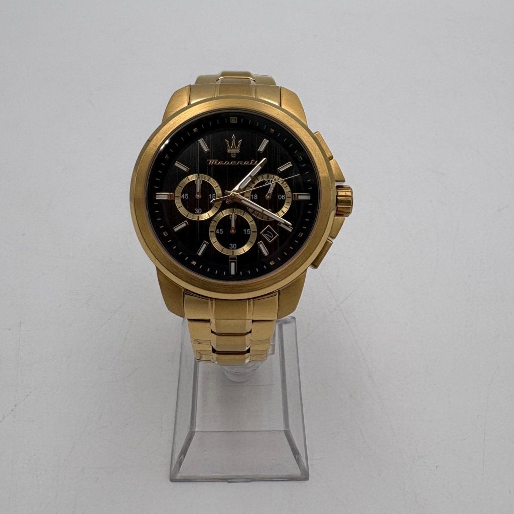 Maserati Successo Black Gold chronograaf horloge - Compleet, Ruilrijk, Zo goed als nieuw, Info@ruilrijk.nl, Neerstraat 60, 6041 KD Roermond