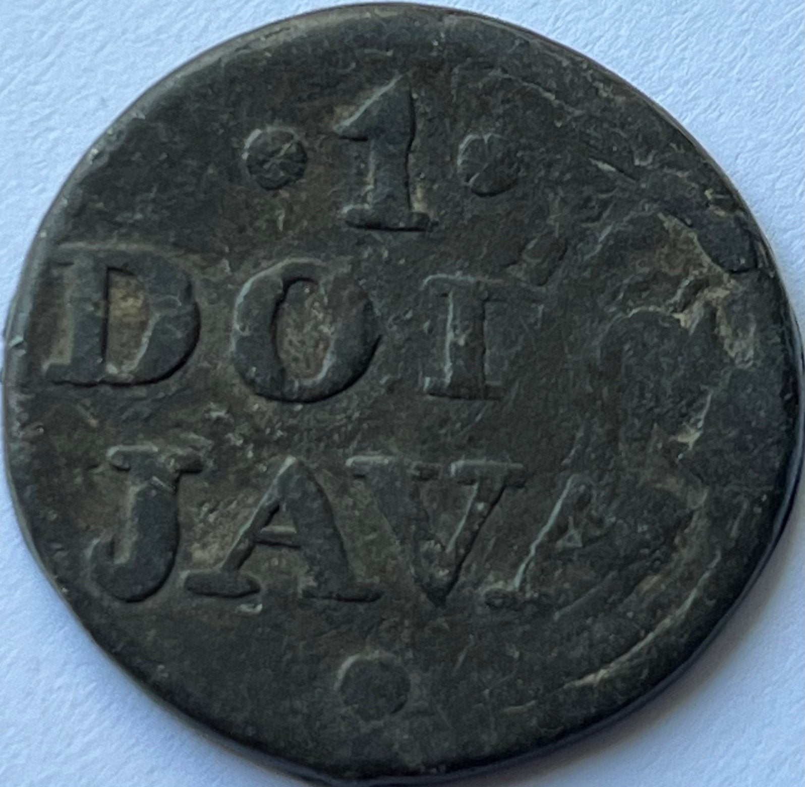 Java tinnen duit 1813, Postzegels en Munten, Munten | Nederland, Losse munt, Overige waardes, Vóór koninkrijk, Ophalen of Verzenden