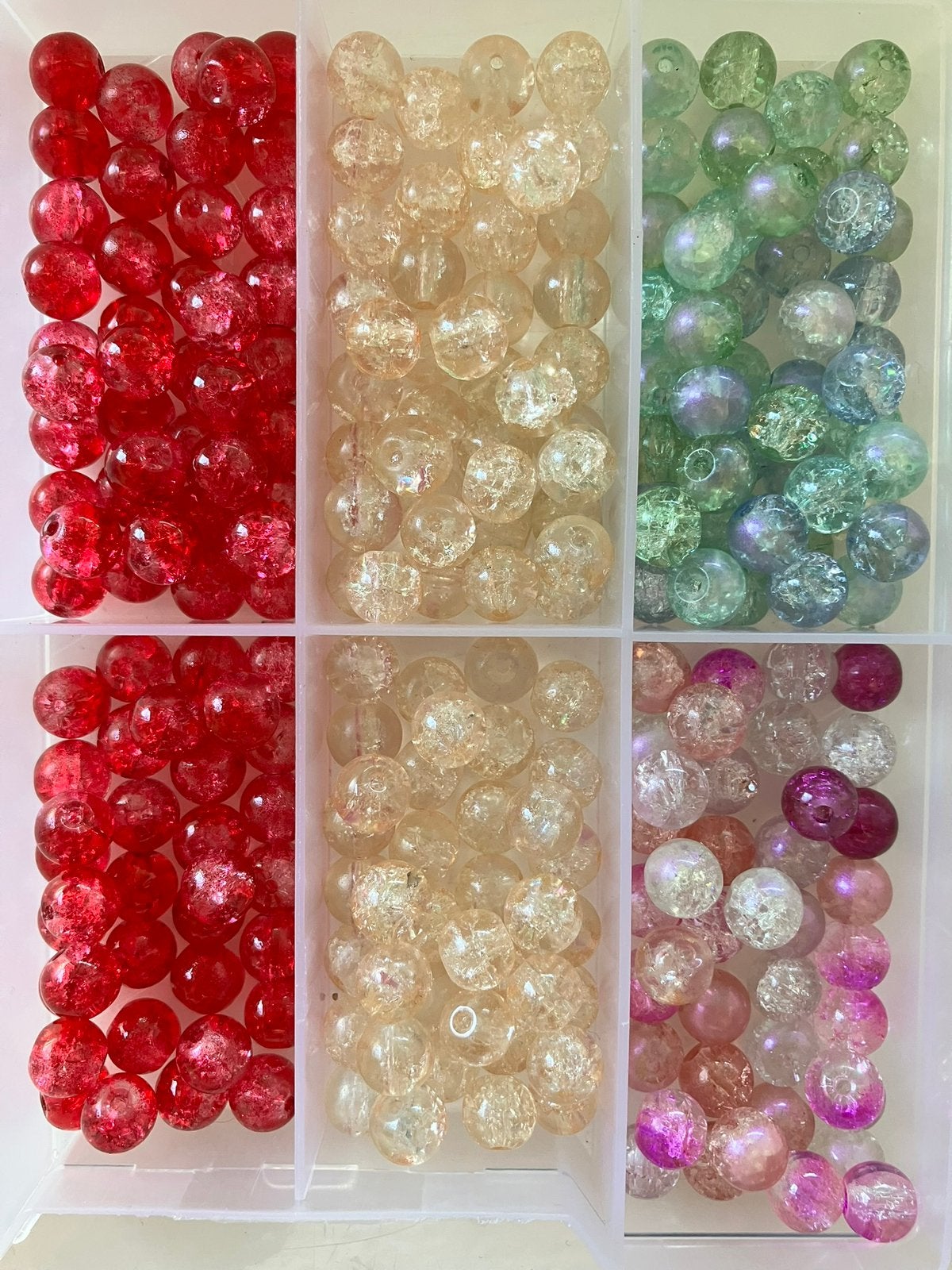 Mix van craquelé glaskralen - DIY sieraden set -, Ophalen of Verzenden, Zo goed als nieuw, Kraal