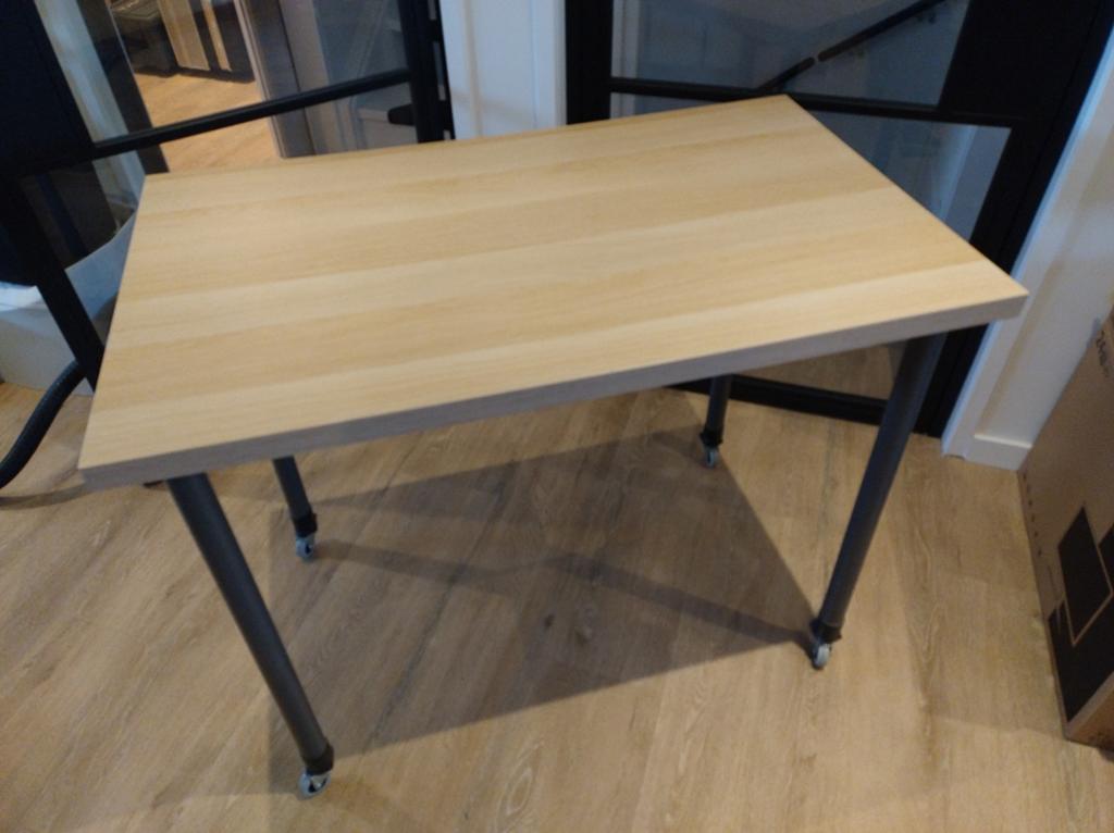 Handige, verrijdbare, bijzettafel Linnmon L*B*H 100*60*80cm, Ophalen, Gebruikt, 75 cm of meer, 60 cm of meer