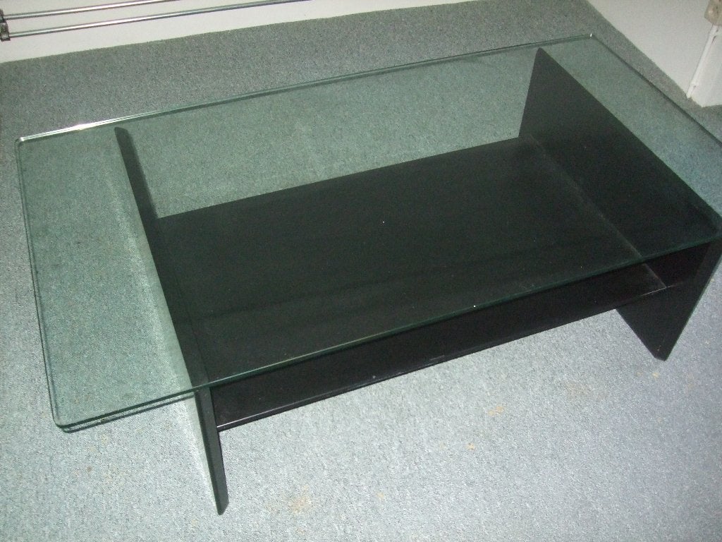 gratis afhalen zwarte salon tafel met glazen blad, Ophalen, Gebruikt, 100 tot 150 cm, Glas