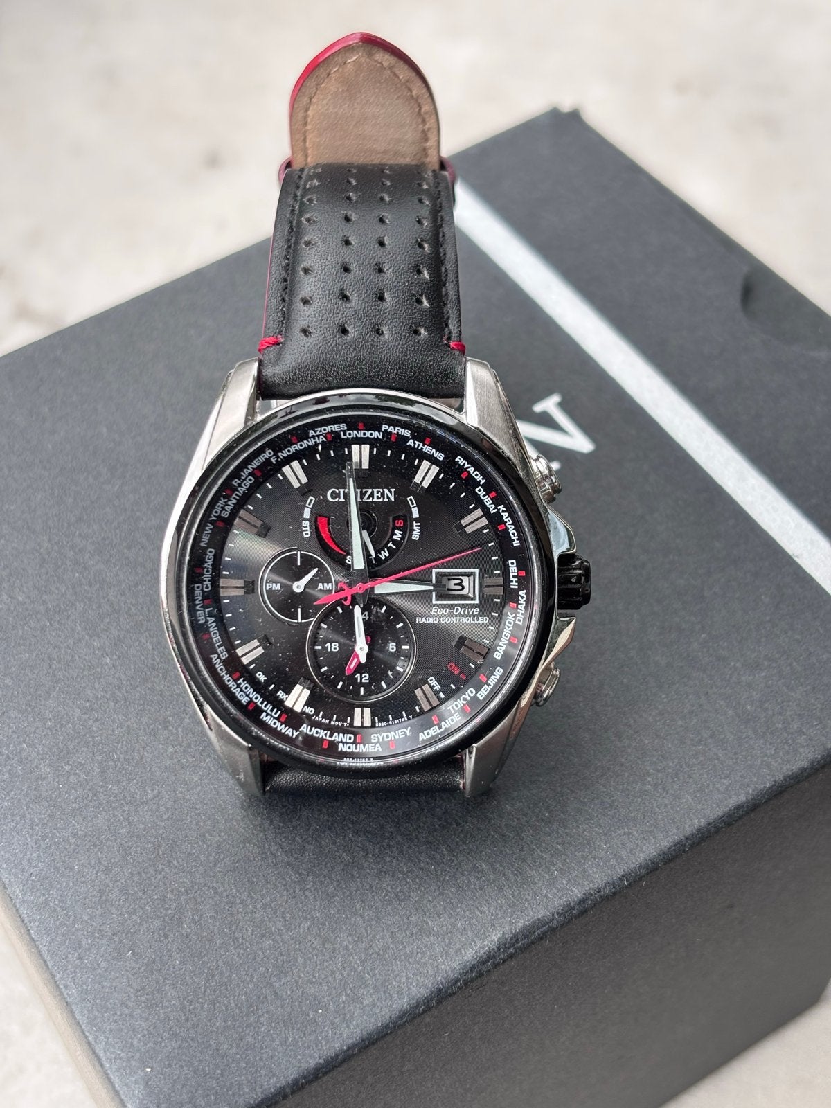 Citizen Eco-Drive Radio Controlled Herenhorloge, Leer, Staal, Nieuw, Ophalen of Verzenden