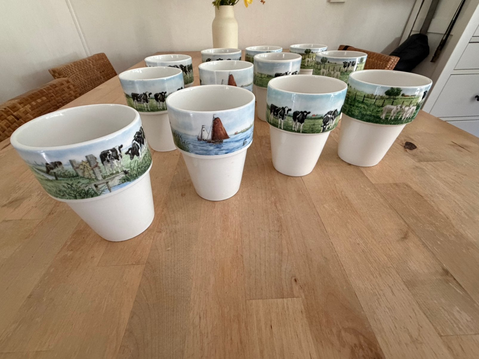 Wiebe van der Zee melkbekers 11 stuks in nieuwstaat 4€, Ophalen, Overige merken, Landelijk/Boerenbont, Nieuw