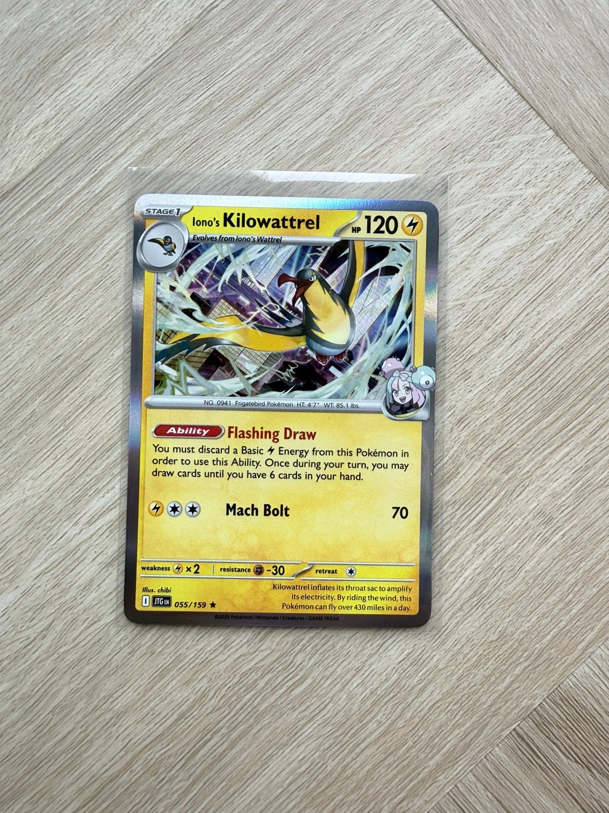 Pokémon Kilowattrel 055/159, Ophalen of Verzenden, Nieuw, Losse kaart, Foil