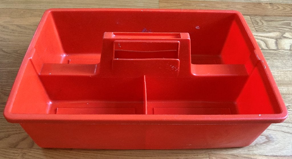 Gereedschapsbox rood met handgreep, 3-vaks, Ophalen of Verzenden, Gebruikt