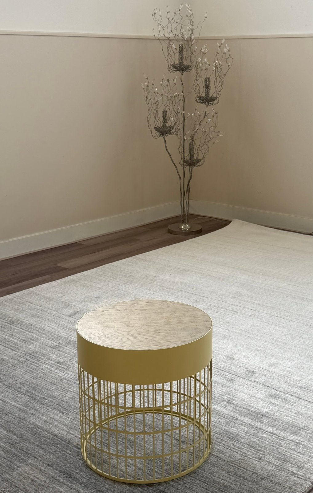 Pode (by Leolux) Mesh bijzettafel staal/ hout, Ophalen, Nieuw, Rond, Minder dan 55 cm