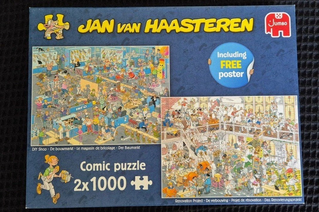 Jan van Haasteren Comic Puzzel 2x1000 stukjes, Ophalen of Verzenden, 500 t/m 1500 stukjes, Gebruikt, Legpuzzel