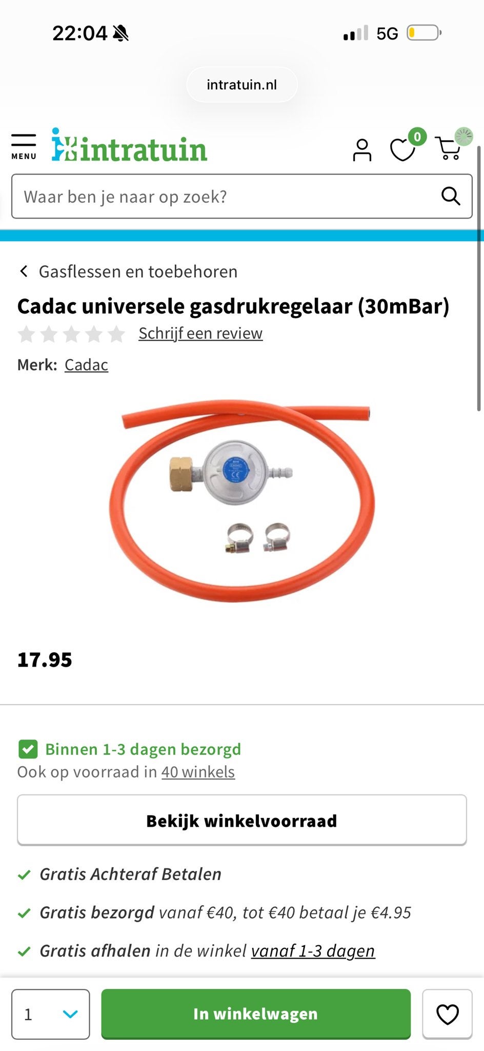 Cadac Universele Gasdrukregelaar (30mBar), Ophalen of Verzenden, Nieuw