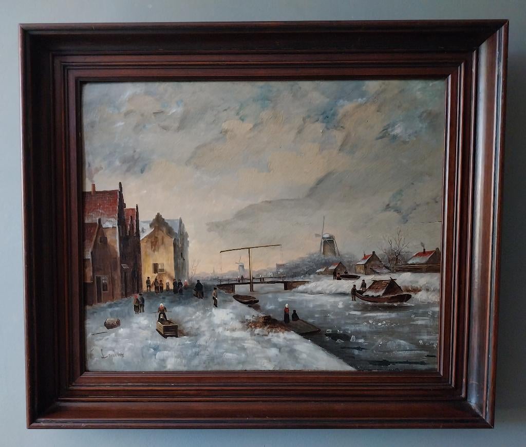 naar Charles Leickert (1816-1907) - Wintertafereel - 1950, Ophalen of Verzenden