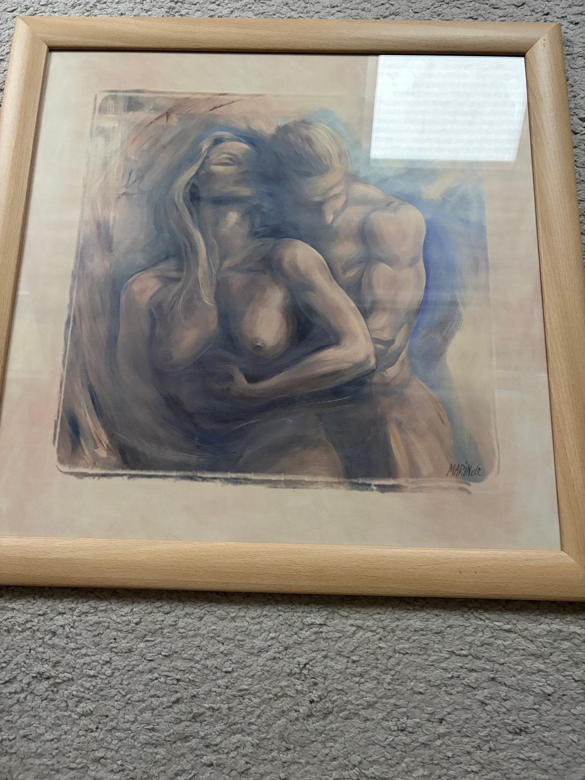 Romantisch schilderij: omhelzing van een paar, Antiek en Kunst, Kunst | Schilderijen | Klassiek, Ophalen, Doek, Portret of Personen