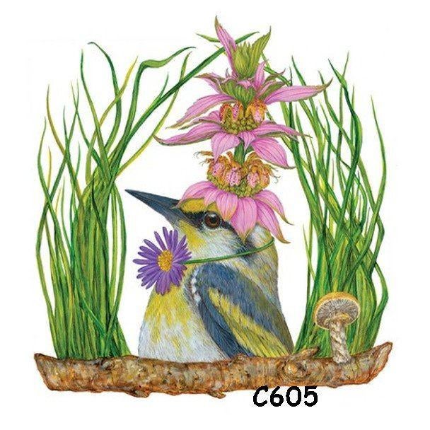 Servetten decoupage/bullet journal * vogel bloemen C605, Verzenden, Nieuw