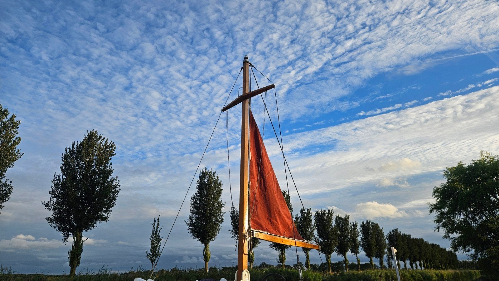 Mast met zeil voor kotter, Watersport en Boten, Ophalen, 6 meter of meer, Gebruikt, Minder dan 15 m²