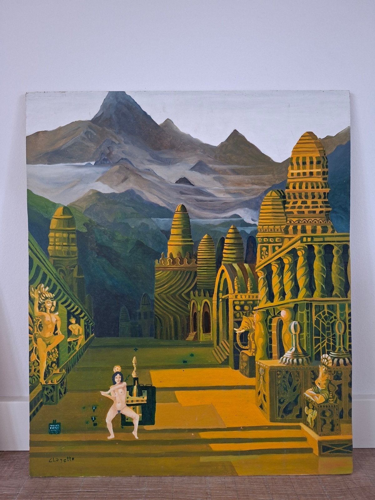 vintage antiek Fantastisch Realisme olieverf Pierre Clayette, Antiek en Kunst, Kunst | Schilderijen | Klassiek, Origineel werk