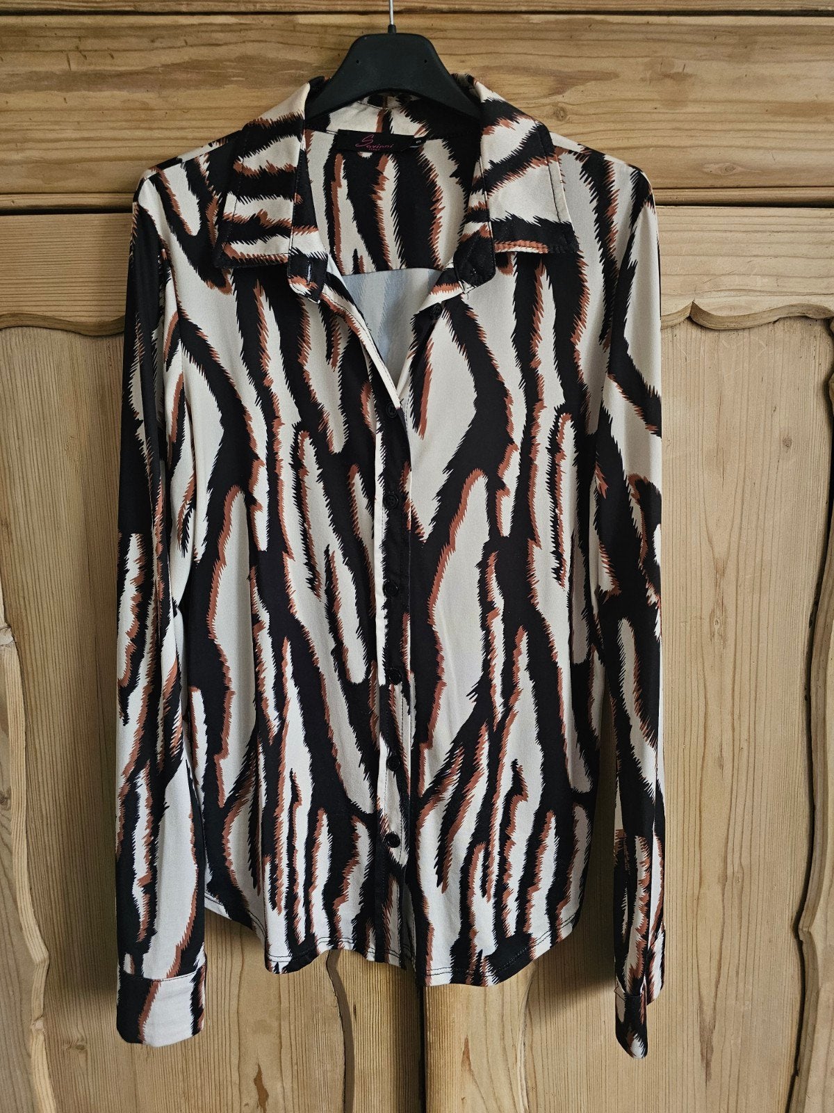 Savini Blouse met Zebraprint - Maat S, Savinni, Zwart, Ophalen of Verzenden, Zo goed als nieuw