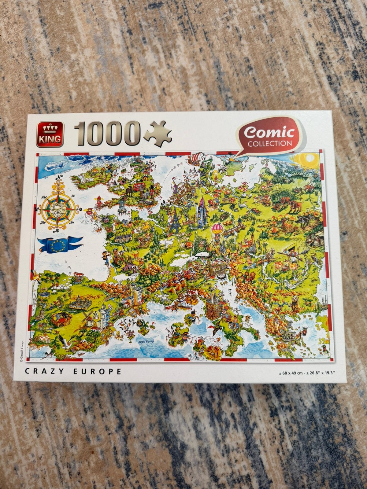 King Comic Collection Crazy Europe 1000 Piece Jigsaw Puzzle, Ophalen of Verzenden, 500 t/m 1500 stukjes, Zo goed als nieuw, Legpuzzel