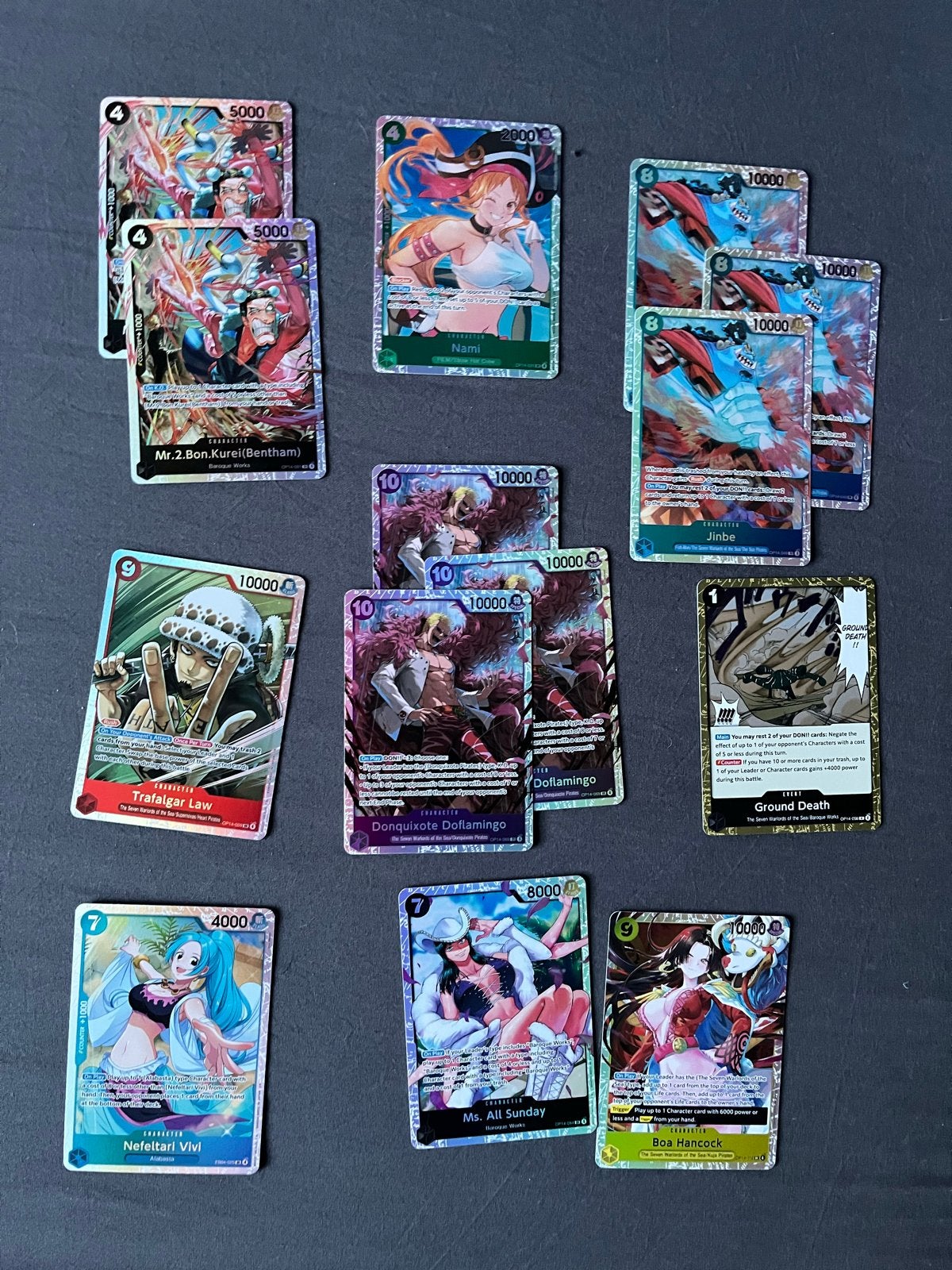 One Piece Kaarten OP-14 The Azure Sea's Seven SR, Ophalen of Verzenden, Zo goed als nieuw, Meerdere kaarten