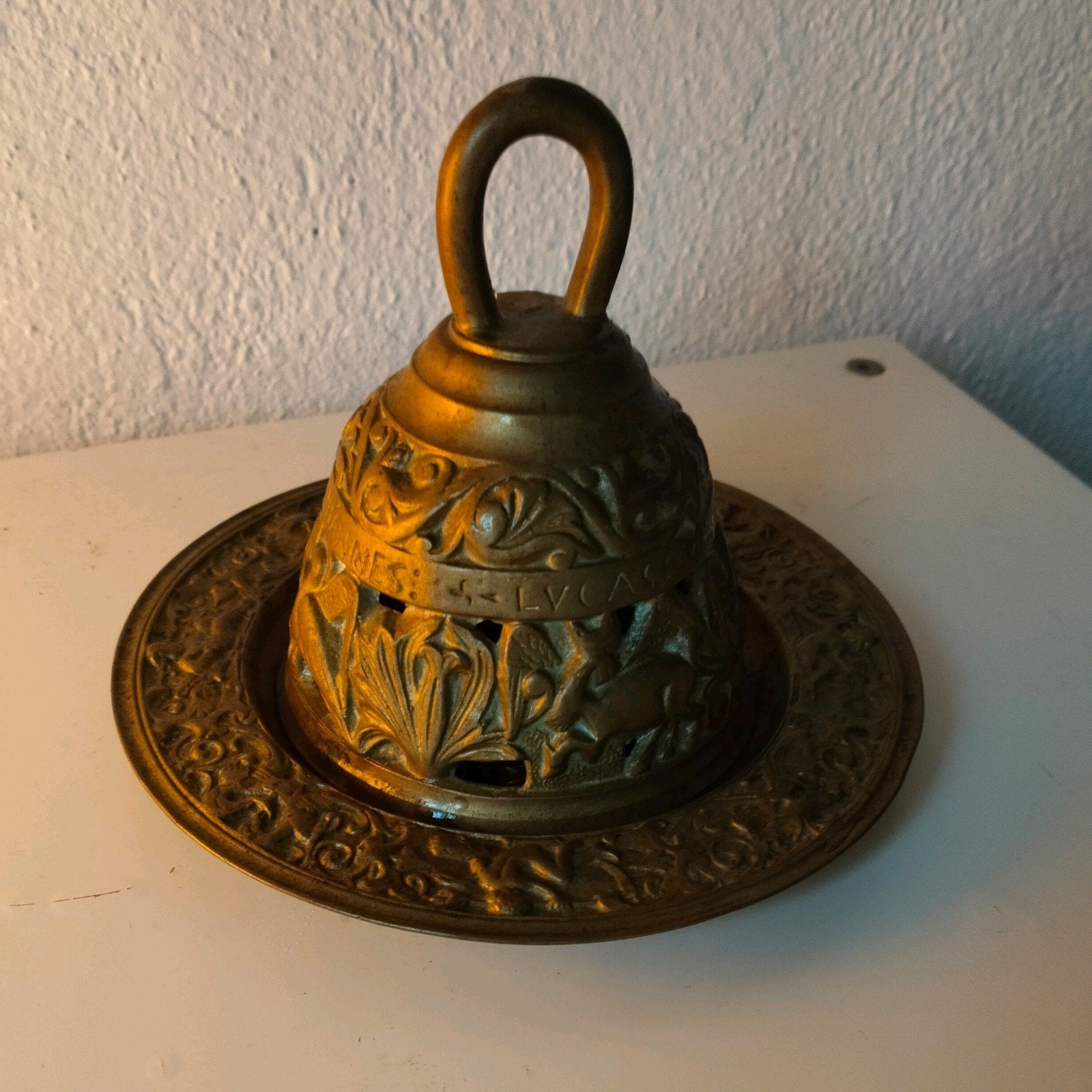 Bel namen evangelisten met bord, Antiek en Kunst, Ophalen of Verzenden