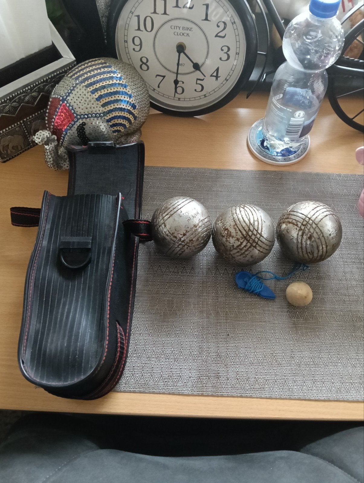 Jou de boules 3 ballen met balletje en lint, Ophalen of Verzenden