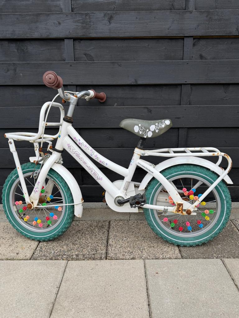 Meisjesfiets, Ophalen, Velgrem, 16 inch, Handrem
