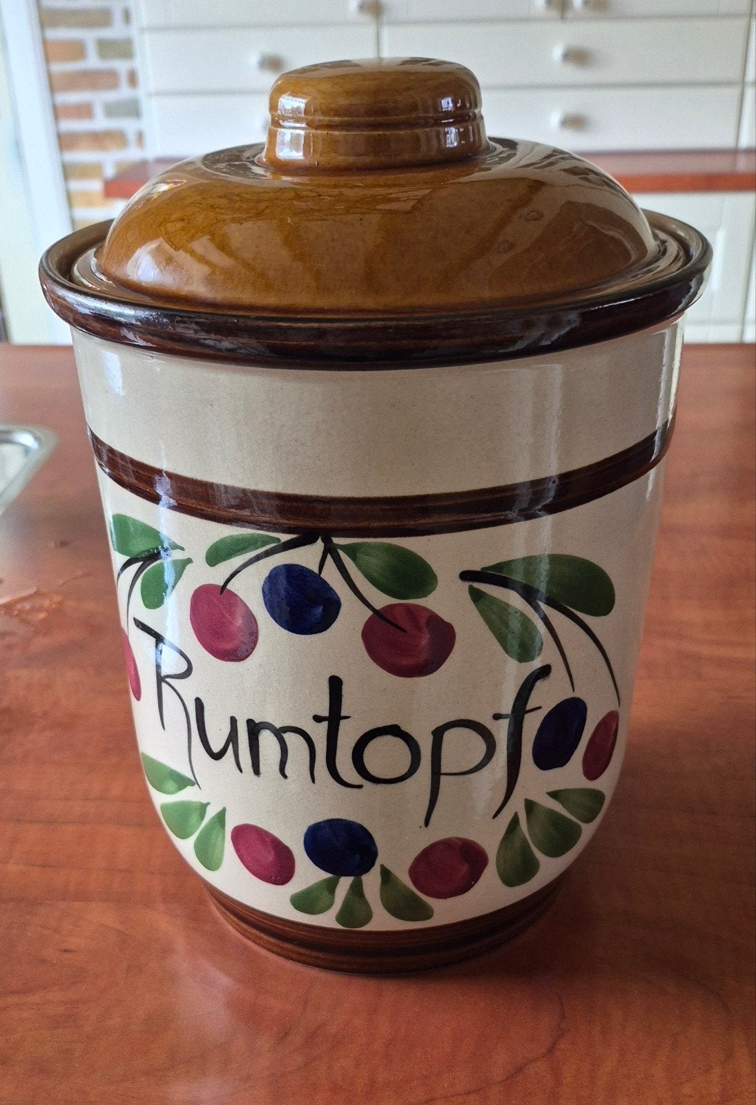 Vintage Rumtopf Aardewerk Pot met Deksel, Antiek en Kunst, Ophalen of Verzenden