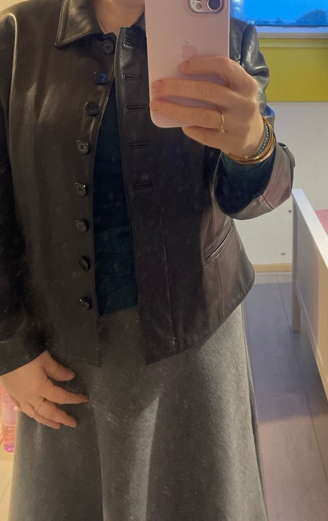 Sinemus leer jas, Kleding | Dames, Ophalen of Verzenden, Zo goed als nieuw, Maat 42/44 (L), Zwart