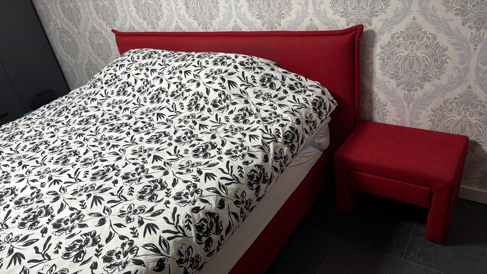 rood bed Boxspring 200- 180, Ophalen, Gebruikt, Tweepersoons, 180 cm