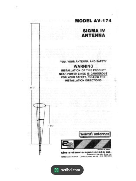 gezocht avanti av-174.   sigma-4, Telecommunicatie, Ophalen, Zo goed als nieuw, Antenne