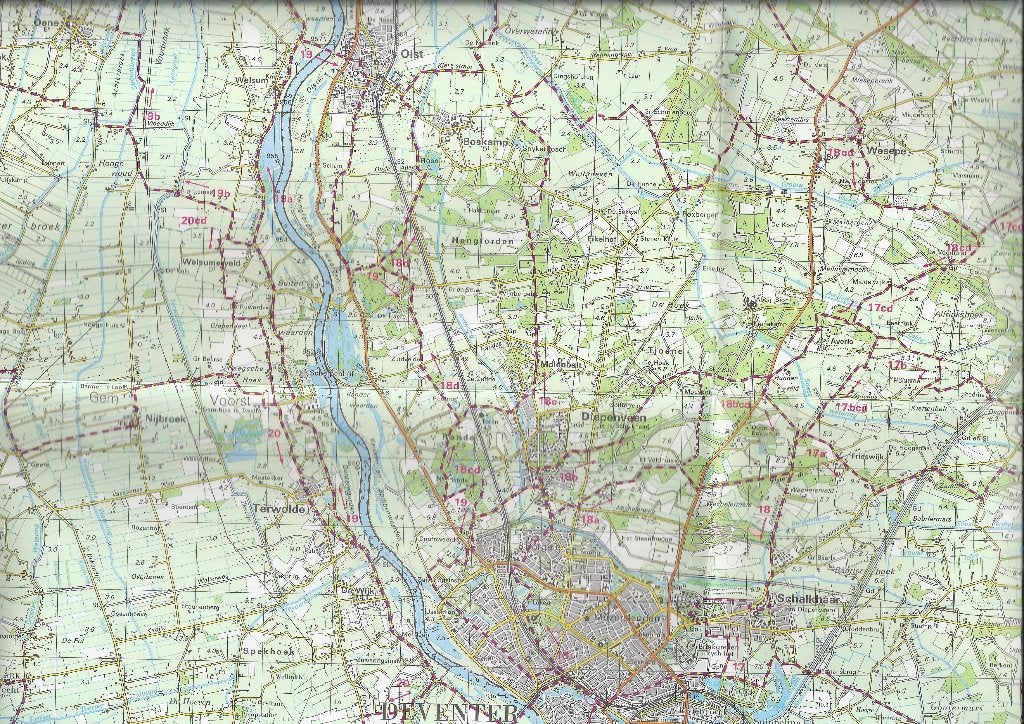 Pl1684 plattegrond omgeving deventer schalkhaar raalte  -, Gelezen, 2000 tot heden, Ophalen of Verzenden, Landkaart