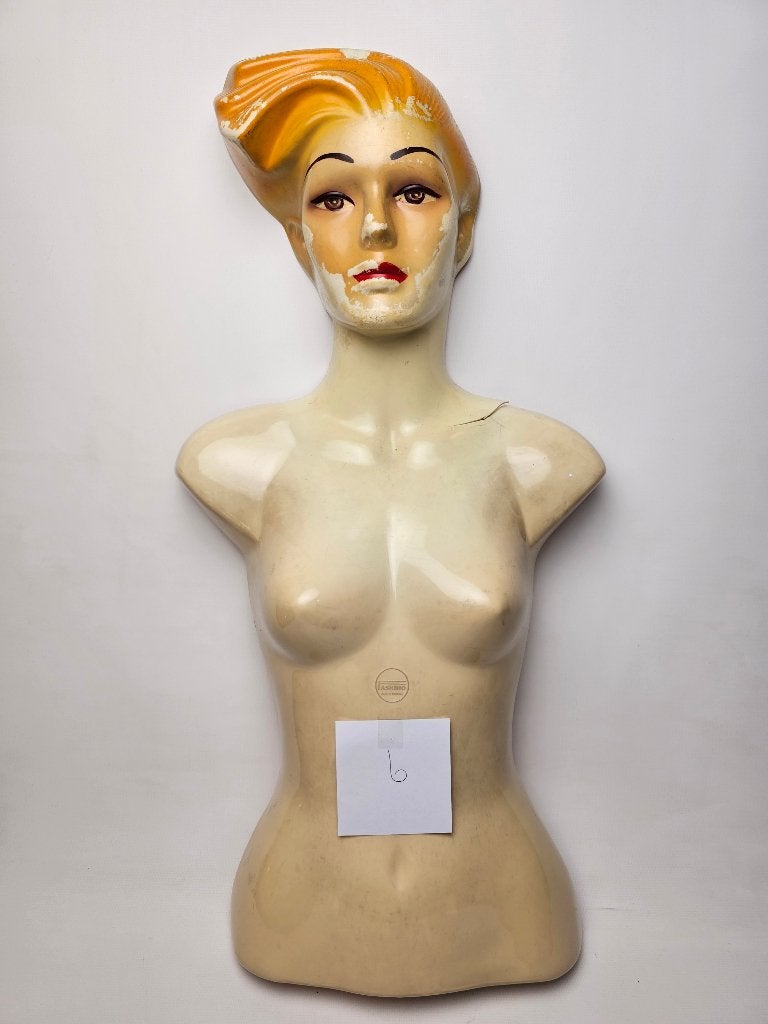 # Vintage Mannequin Buste Geel Haar - Brocante Fashino no 6, Antiek en Kunst, Curiosa en Brocante, Ophalen