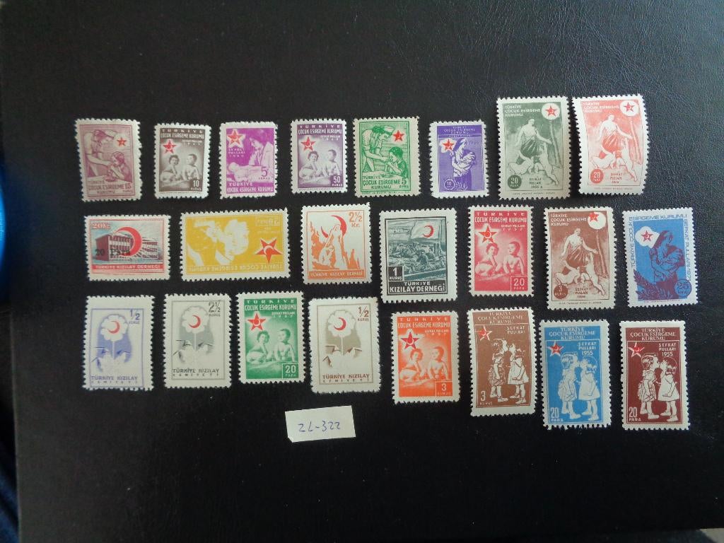 turkije - diverse rode halve maan zegels / postfris (zl-322), Postzegels en Munten, Ophalen of Verzenden, Overige landen, Postfris