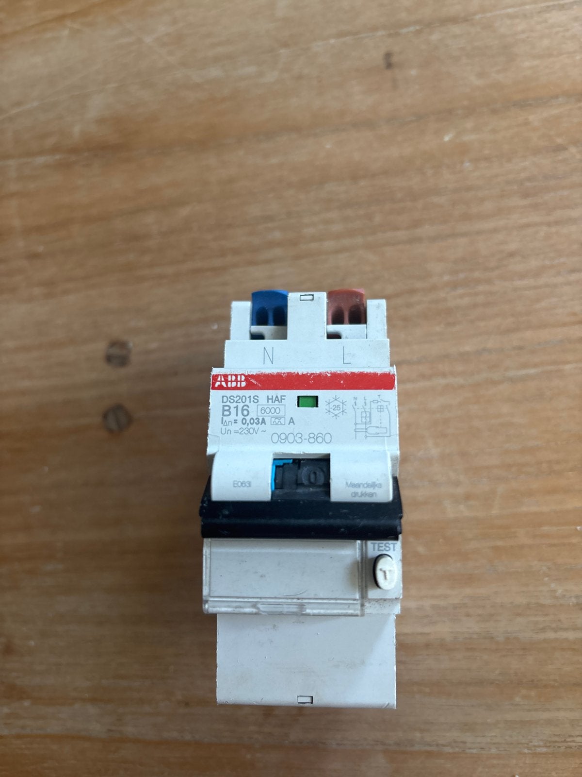 ABB DS201S HAF B16 Aardlekautomaat 0,03A 230V, Ophalen of Verzenden, Gebruikt, ABB, Aardlekautomaat
