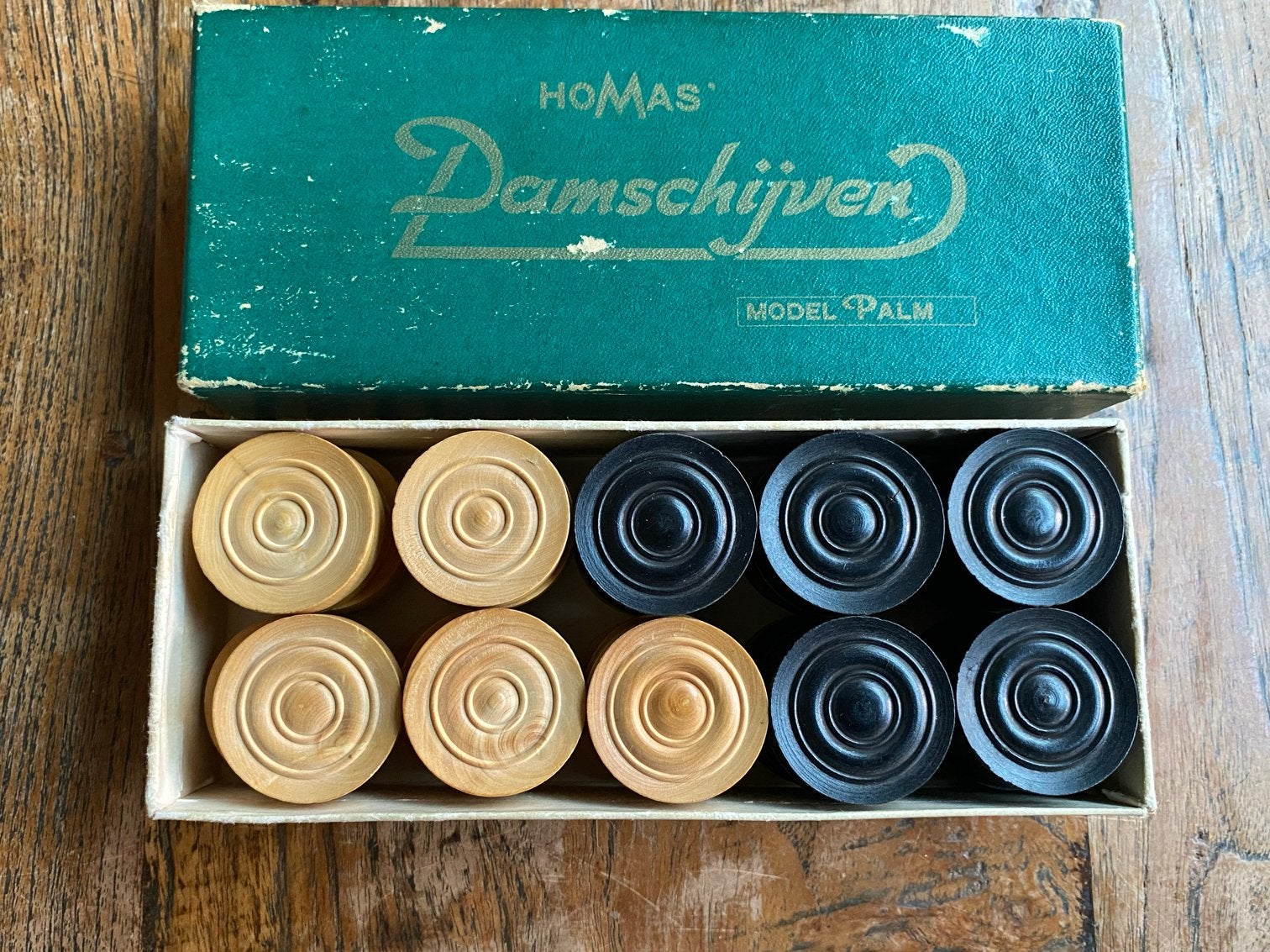 Homas damschijven - Model Palm, vintage, Een of twee spelers, Ophalen of Verzenden, Gebruikt