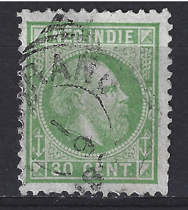 Nr 14 gebruikt Willem III 1870 Nederlands Indie voor 10% CW, Ophalen of Verzenden, Gestempeld, Nederlands-Indië
