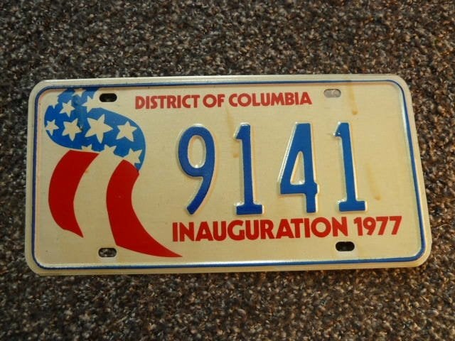 Kentekenplaat licenseplate Washington DC 1977 Carter USA, Verzamelen, Verzenden, Gebruikt, Auto's